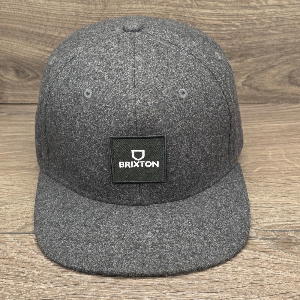 Brixton Alpha Square Hat Cap Mens Snapback Gray Wool Blend Skate Surf Streetwear